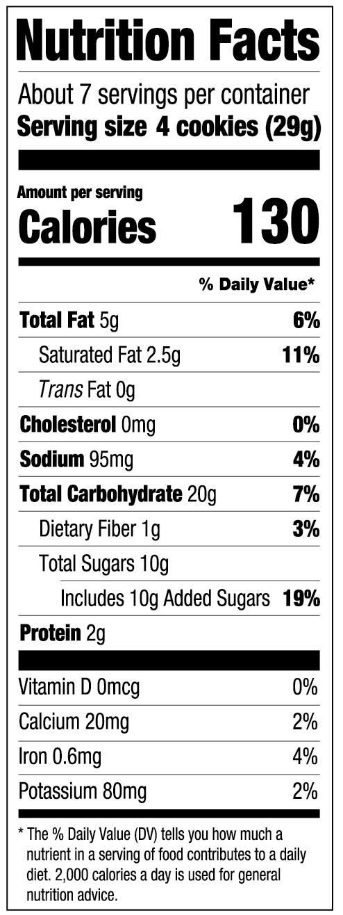 Classic Oatmeal Cookie (USA) Nutritional Facts